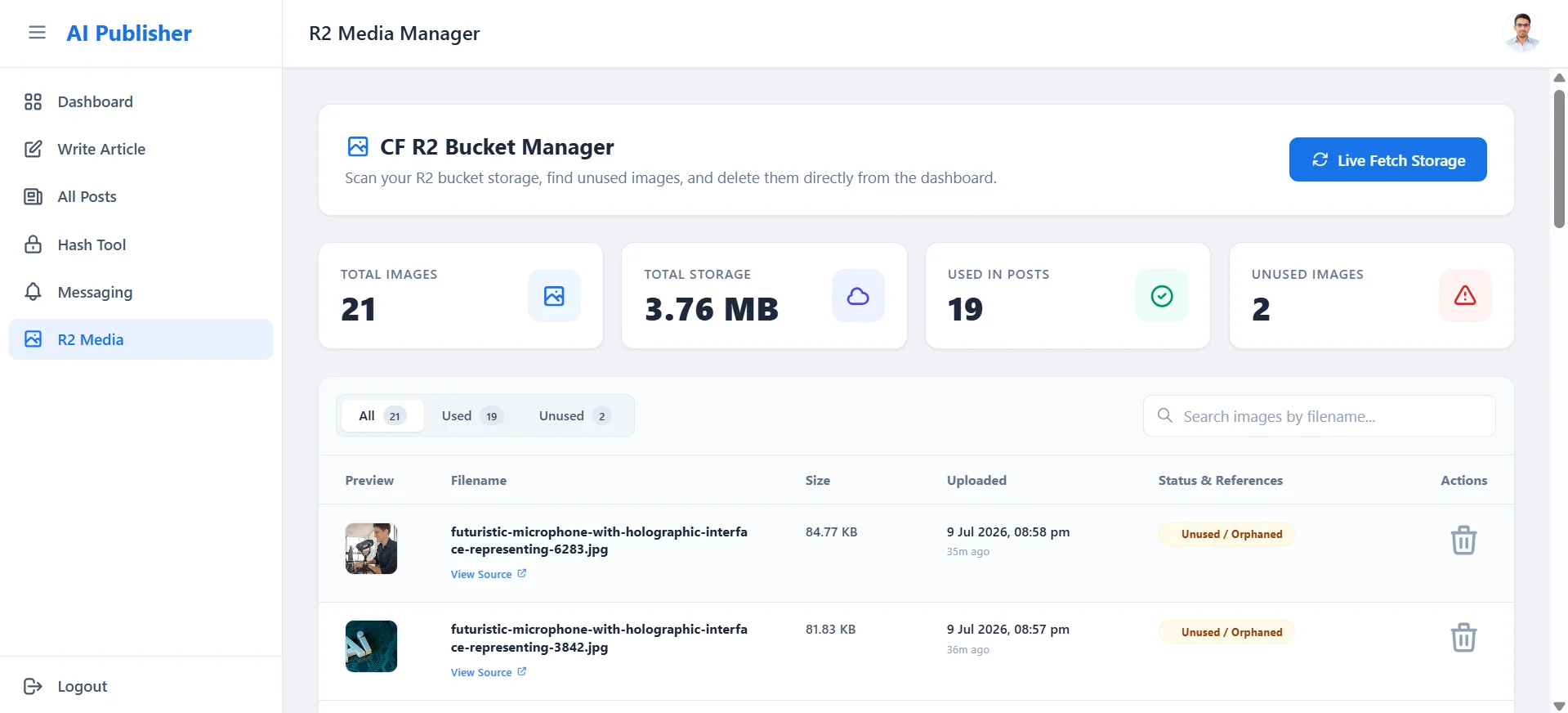 AI CMS Dashboard - Database Settings